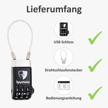 USB combination lock for USB sticks, lock USB cable, USB lock, suitcase lock