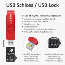 USB combination lock for USB sticks, lock USB cable, USB lock, suitcase lock